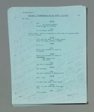 Coleção de folhas de roteiro revisadas e soltas do filme final e inacabado de Marilyn Monroe, &39;Something&39;s Got To Give&39;, roteiro de Walter Bernstein, com anotações de sua própria mão, datado de 16 a 20 de abril de Unbekannt