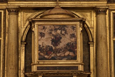 Igreja colegial. Interior. O altar-mor. O detalhe. O centro. Pintura. Óleo sobre ágata. 1624. de Unbekannt