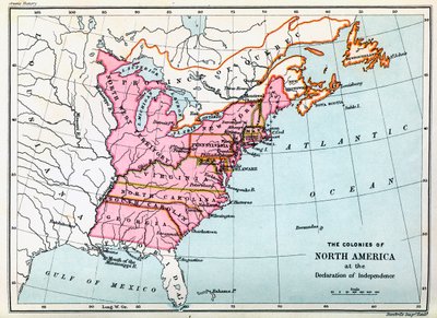Colónias da América do Norte em 1776 (imprimir) de Unbekannter Künstler