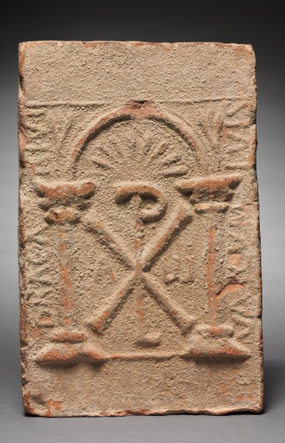Placa da tumba de Columbarium com o monograma de Cristo, 500-800 de Unbekannt