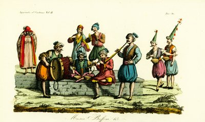 Figurinos dos músicos berberes do Bey of Tunis e comediantes ou Saitari, Tunísia de Unbekannt