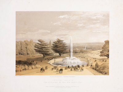 Palácio de Cristal, Pós-grande Exposição A fonte e o parque desde os degraus do terraço do Palácio de Cristal, c 1855 de Unbekannt