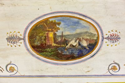 Detalhe da decoração representando cisnes, A Sala Vermelha, O Apartamento Real, O Palácio Real ou Palazzo dei Normanni (Palácio dos Normandos), Palermo, Sicília, Itália (foto) de Unbekannter Künstler