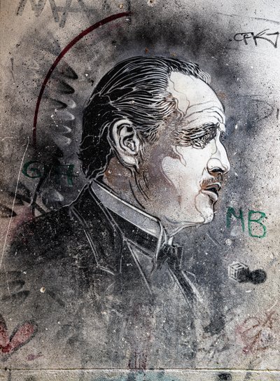 Don Corleone interpretado por Marlon Brando pelo C215 Viuccaria Market de Benjamin Baud