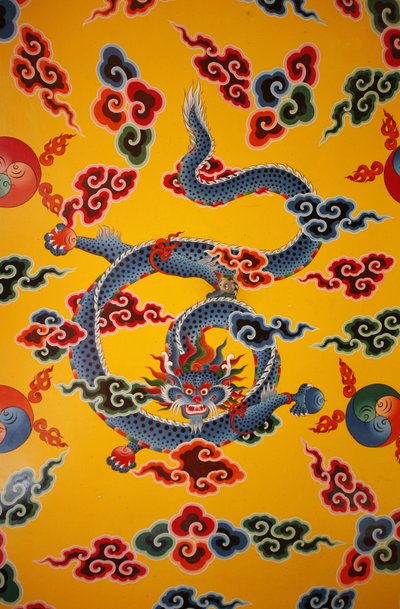 Pintura da parede do dragão. Mosteiro de Kopan, Kathmandu, Nepal de Unbekannt