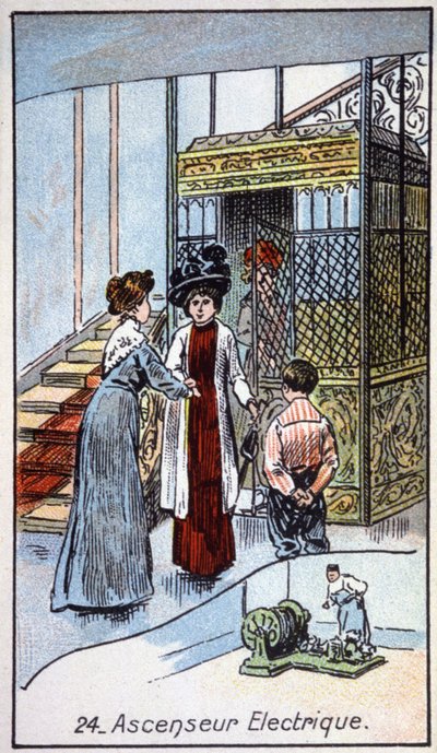 Elevador elétrico, c. 1910 (ilustração) de Unbekannter Künstler