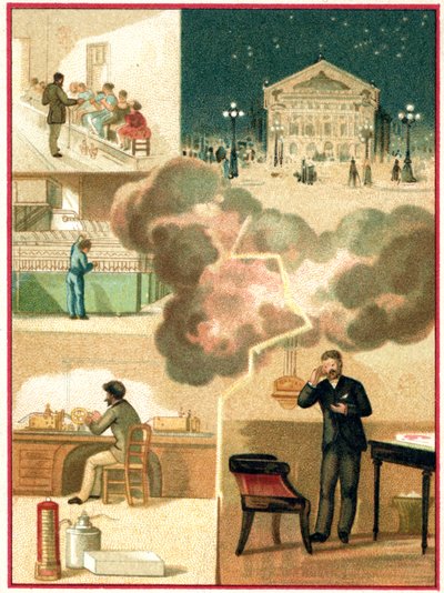 Eletricidade: da central eléctrica à iluminação urbana, c. 1900-1910 (chromo) de Unbekannter Künstler