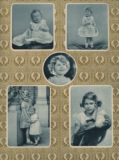 Elizabeth II e a Princesa Margaret quando crianças (foto a p/b) de Unbekannter Künstler