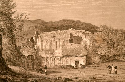 Grutas de Elora, Maharashtra, Índia (gravura) de Unbekannter Künstler