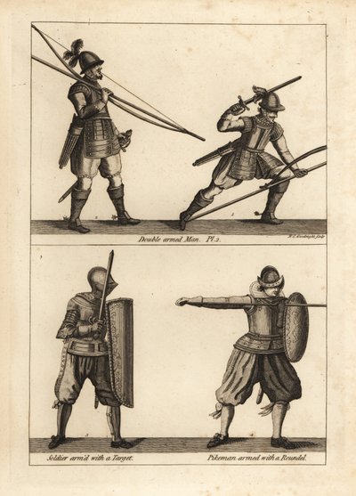 Exercício do homem de dois braços com arco e lúcio de Unbekannt
