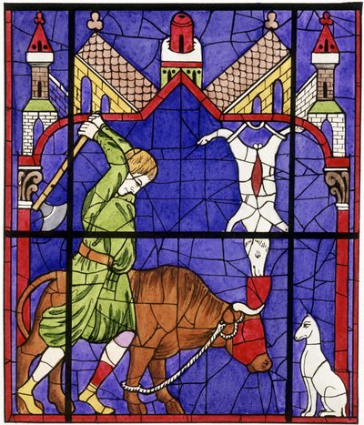 Fac-símile de um vitral da Catedral de Notre-Dame de Chartres que representa um talhante de Unbekannter Künstler