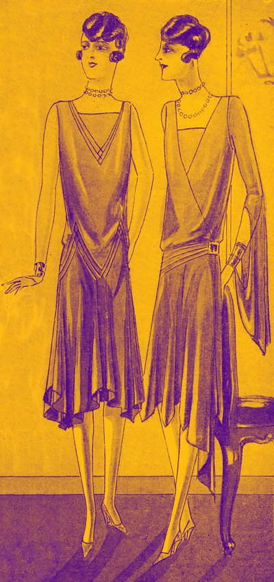 Moda: vestidos de jantar na primavera de 1928 de Unbekannter Künstler