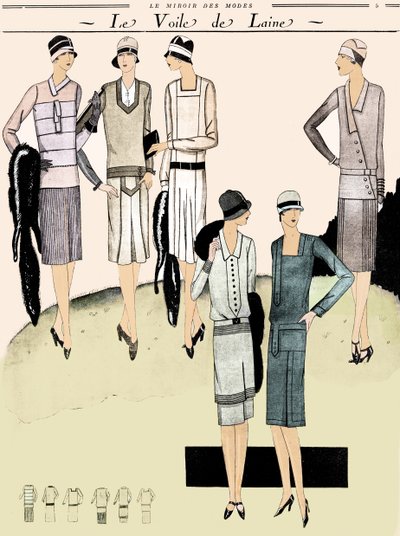 Vestidos da moda na primavera de 1928 de Unbekannter Künstler