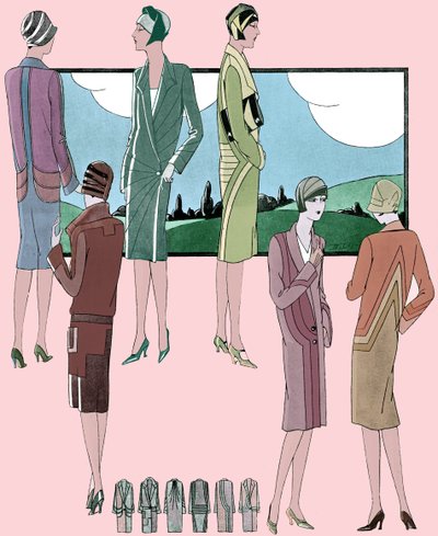 Moda: casacos leves na primavera de 1928 de Unbekannter Künstler