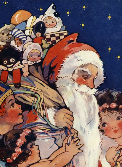 O Pai Natal com um saco de brinquedos para as crianças de Unbekannter Künstler