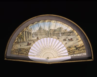 Modelo de cerca em papel dourado decora uma pintura guache representando os destinos do Grand Tour, geralmente uma viagem prática de artistas e intelectuais dos séculos XVIII e XIX nos países mediterrâneos durante a sua juventude para de Unbekannt