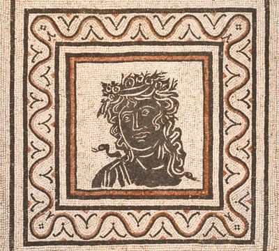 Mosaico de chão com a imagem de uma estação no centro, século III d.C., museu nacional de Roma (museo nazionale romano), Roma, Itália de Unbekannter Künstler