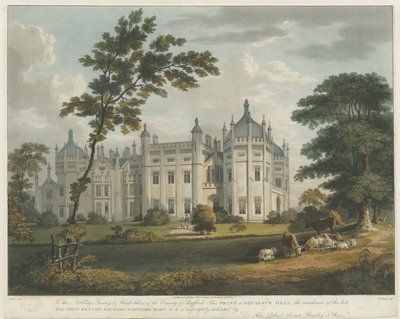 Forton - Aqualate Hall: gravura aquatint matizada, nd [c 1814] de Unbekannt