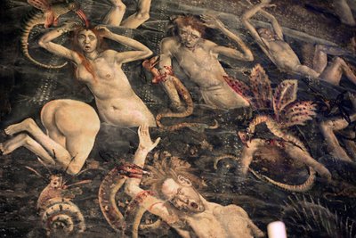 França, Tarn, Albi, Cathedrale Sainte-Cecile, afresco do Juízo Final, - (1474- fim do século XV), a descida ao submundo, detalhe de Unbekannt
