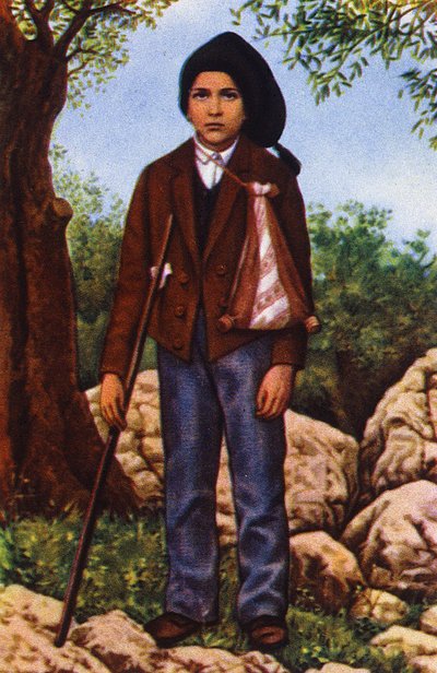 Francisco Marto que viu a Virgem Maria em Fátima em 1917, c. 1920-1930 (postal) de Unbekannter Künstler