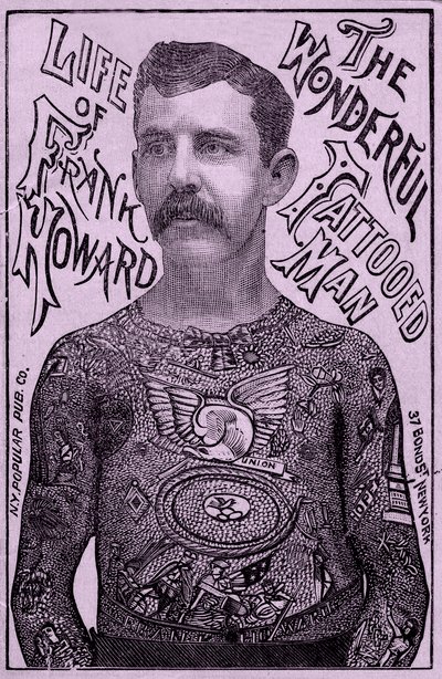 Frank Howard, o Homem Maravilhoso tatuado, c.1900 (cor litho) de Unbekannt