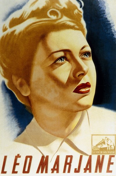 O cantor francês Leo Marjane num poster de André de Unbekannt