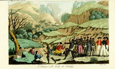 Exploradores franceses desenham nativos na ilha de Ombai (Ombay), Indonésia de Unbekannt