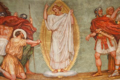 Fresco na igreja de São Paulo : A conversão de São Paulo, Lyon, França de Unbekannt