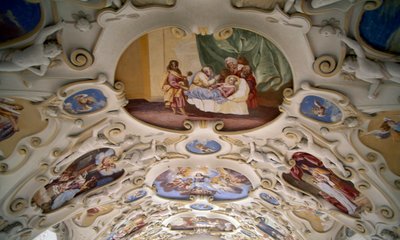 Tecto fresco da capela do Castelo de Bojnice, Trencin. Detalhe. Eslováquia. de Benjamin Baud