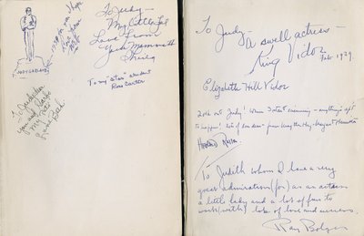 Capa de capa gratuita de "O Mágico de Oz", de Frank L. Baum, com inscrição de Judy Garland pelo elenco e membros da equipe do filme de Unbekannt