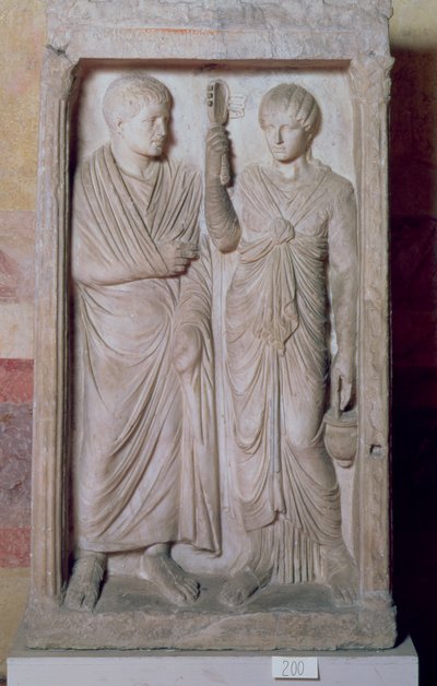 Estátua funerária com casal casado, grega (mármore) de Unbekannt