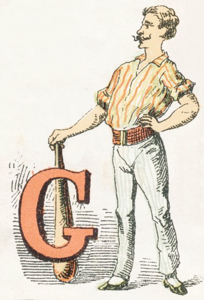 G - Gymnaste - Alfabeto infantil, Edições Gordinne 1920 (gravura) de Unbekannt