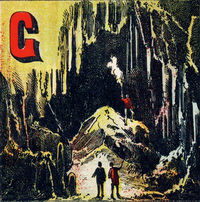 G: Caverna. Especece de caverne naturelle - Gravura extraída do alfabeto geográfico. Guerin-Muller et Cie, editeurs, Paris de Unbekannt