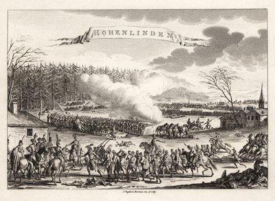 General Jean Victor Marie Moreau conduzindo o Exército Revolucionário Francês à vitória na Batalha de Hohenlinden sobre os austríacos e os bávaros de Unbekannt