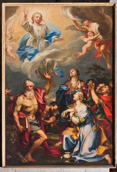 Génova, Duomo (Catedral de São Lourenço), no interior, o corredor sul, muro sul: "A Ascensão com São Jerónimo, a Madalena e os Santos" (cerca de 1694) de Unbekannter Künstler