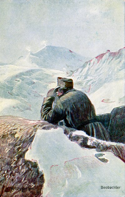 Observador alemão na neve, durante a Primeira Guerra Mundial de Unbekannter Künstler