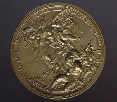 Medalha de bronze dourado para marcar o 400º aniversário da descoberta das Américas (1492-1892) de Benjamin Baud