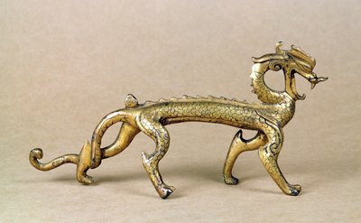 Dragão marinho de bronze dourado, período de seis dinastias de Unbekannt