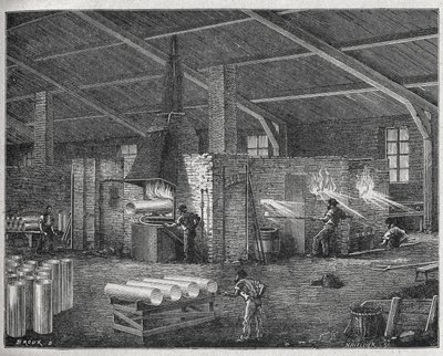 Fabricação de vidro, c. 1880 (gravura) de Unbekannter Künstler