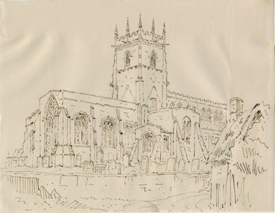 Igreja Gnosall: desenho a caneta e tinta, década de 1830 de Unbekannt