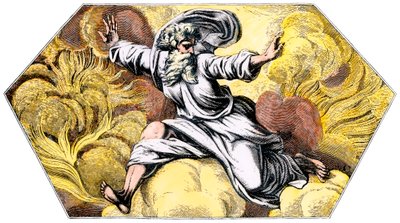 Deus Criando o Céu e a Terra - Gravura colorida do século XIX, da Loggia (Logge) do Vaticano (Itália) por Rafael (Raffaello Sanzio de Unbekannter Künstler