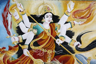 Deusa Durga derrotando o mal, Kathmandu, Nepal de Unbekannt