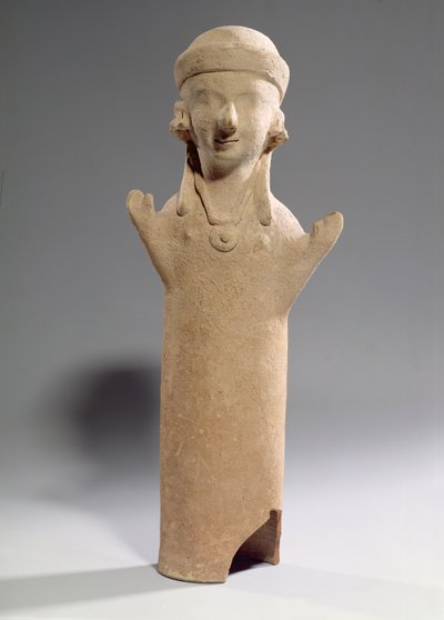 Deusa ou adoradora de braços erguidos, estatueta, c.550 a.C. (terracota) de Unbekannt