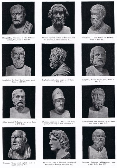 Grandes da história grega, ilustração da "História das Nações de Hutchinson". de Unbekannt