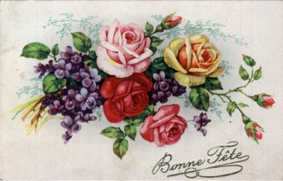 Cartão de felicitações para o Fete des Meres: Cartão postal de 1945 de Unbekannt