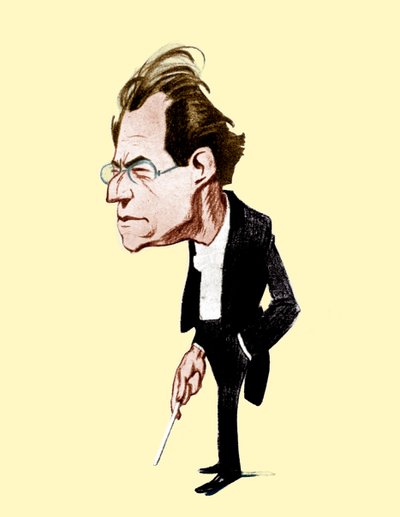 Gustav Mahler. Caricatura de Oscar Garvens compositor austríaco, 7 de Julho de 1860 - 18 de Maio de 1911. Oscar Garvens 1874-1951 de Unbekannt