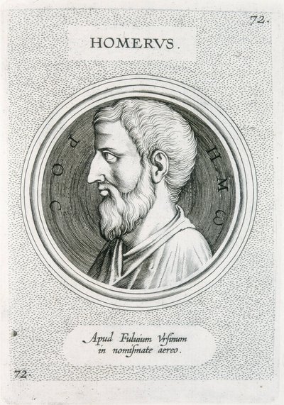 HOMERO (século IX a.C.). Escritor grego (gravura) de Unbekannter Künstler