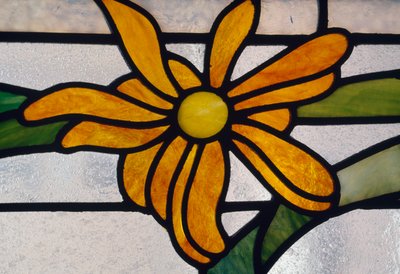 vitral artesanal com decoração floral, Roma, Lazio, Itália, Detalhe de William M. Timlin