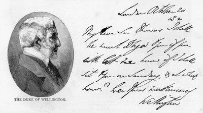 Caligrafia e assinatura de Arthur Wellesley de Unbekannt