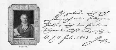Caligrafia e assinatura de Goethe de Unbekannt